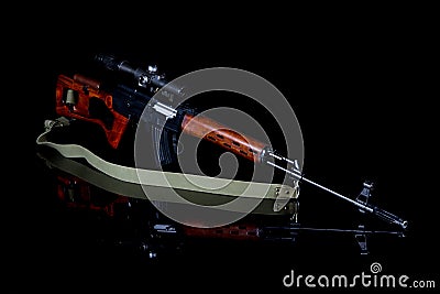 Sniper rifle with optic sight. Stock Photo